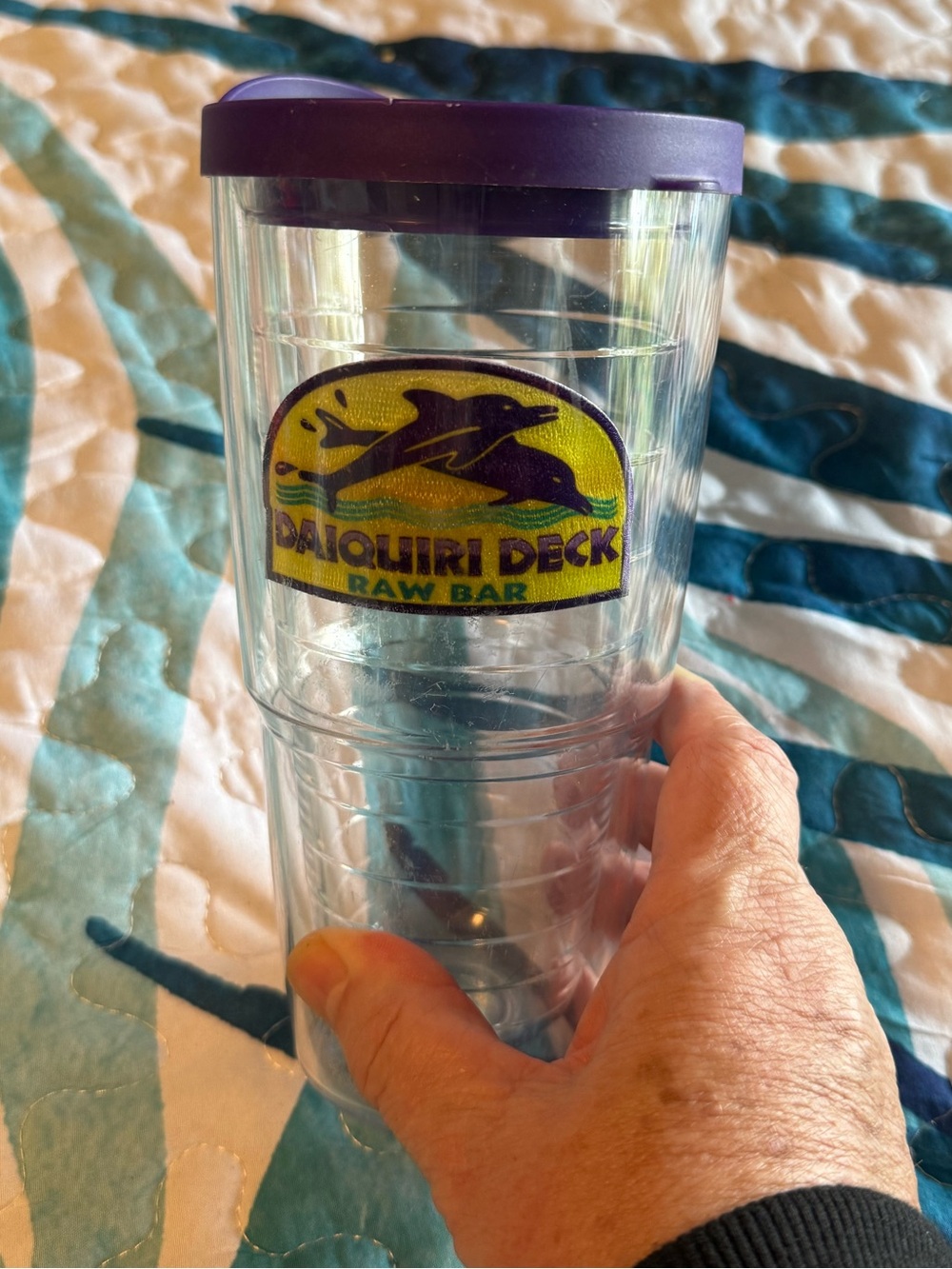 Daiquiri Deck Tumbler - Purple Lid, Yellow Logo - Picture 2 of 6